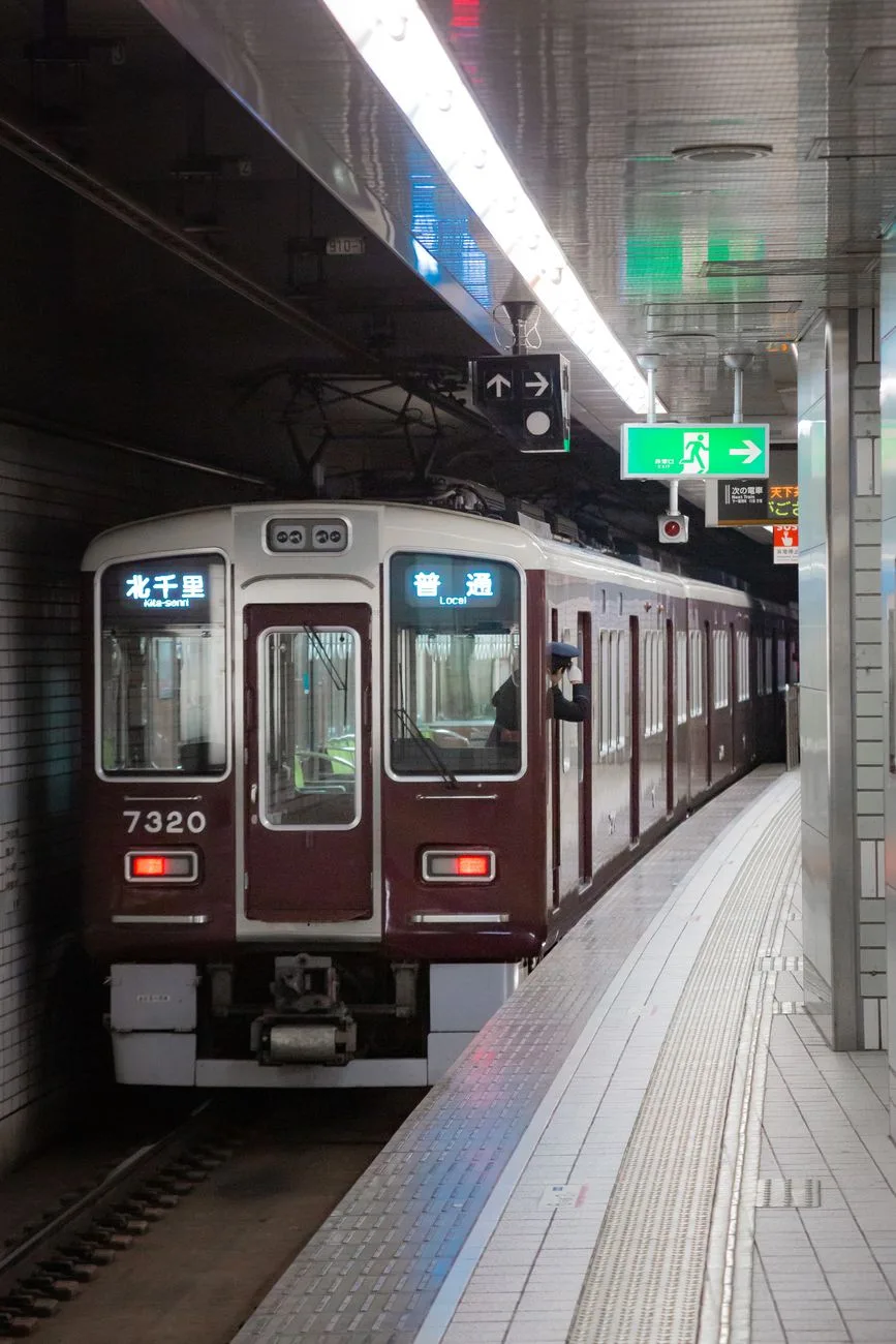 Seoul subway train arriving at underground station platform