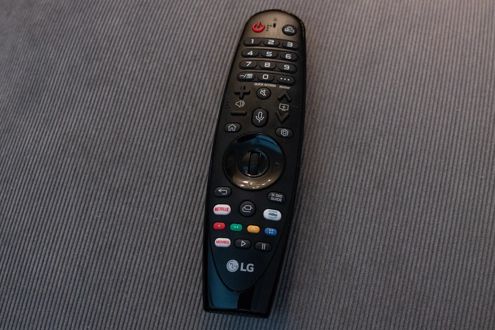 TV remote with Netflix and Prime Video buttons